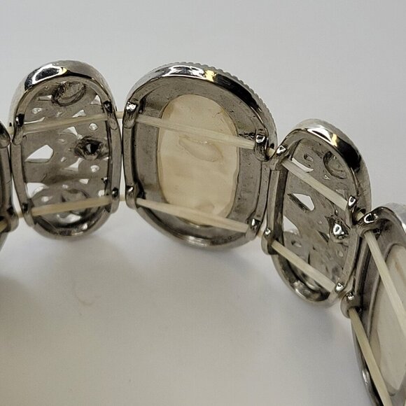 Pearl white hued Iridiscent Stretch Fashion Bracelet Casual Wrap Bracelet - Picture 3 of 7